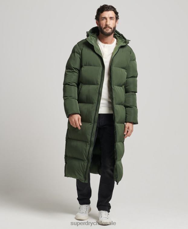 hombres Superdry verde abrigo acolchado extralargo 2R68Z1028