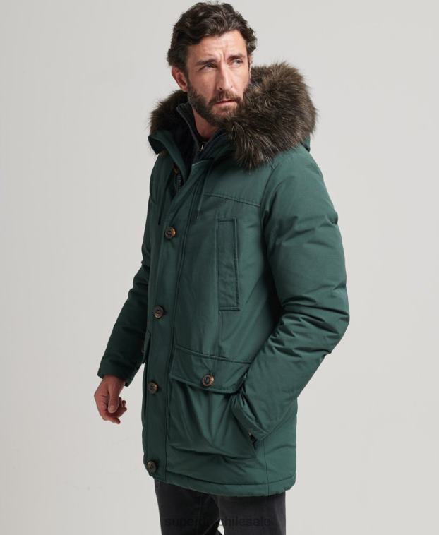 hombres Superdry verde parka de plumón de rookie 2R68Z4525