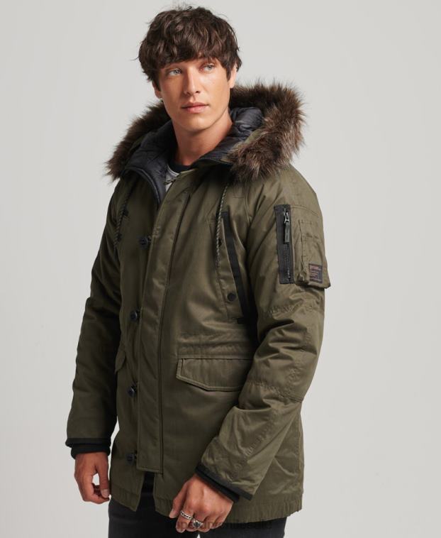 hombres Superdry verde parka original y vintage 2R68Z4573