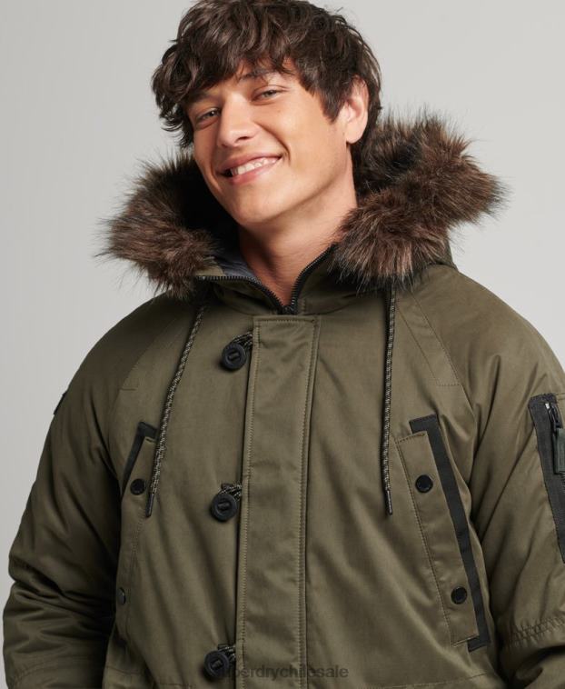 hombres Superdry verde parka original y vintage 2R68Z4573