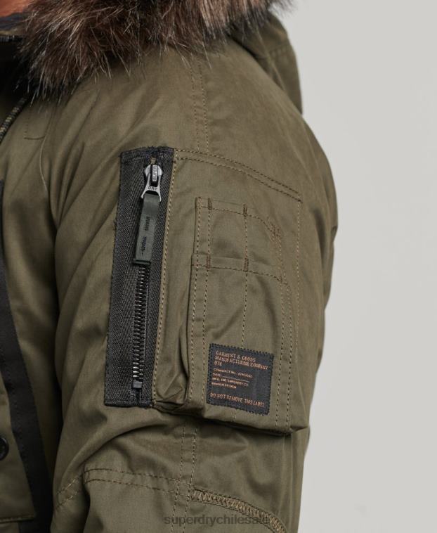 hombres Superdry verde parka original y vintage 2R68Z4573