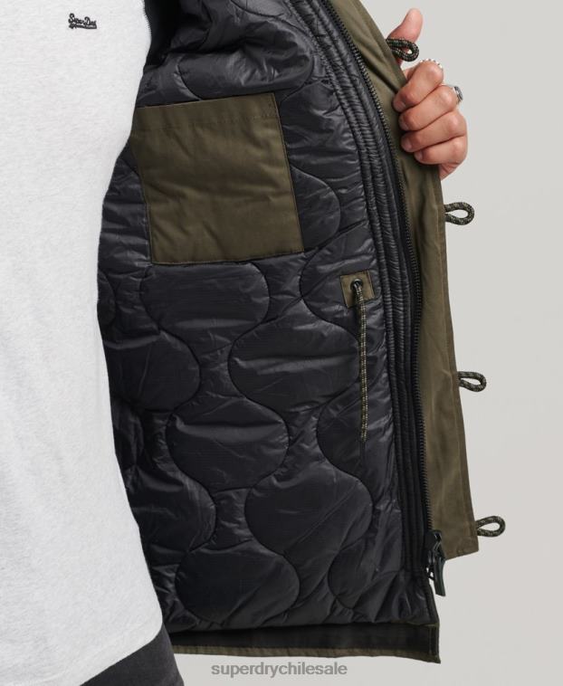 hombres Superdry verde parka original y vintage 2R68Z4573