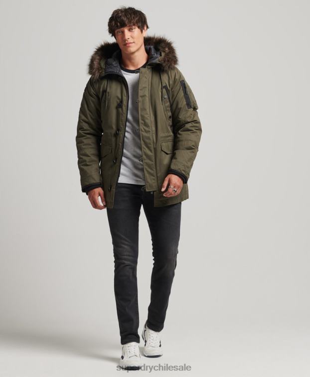 hombres Superdry verde parka original y vintage 2R68Z4573