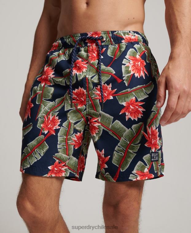 hombres Superdry Armada shorts de baño hawaianos reciclados 2R68Z404