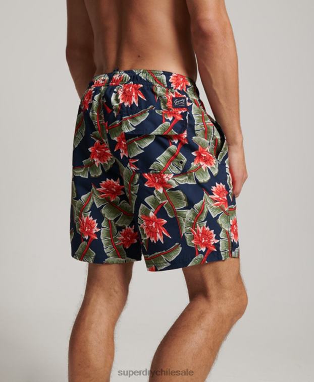 hombres Superdry Armada shorts de baño hawaianos reciclados 2R68Z404