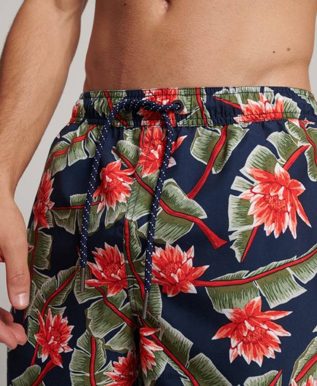 hombres Superdry Armada shorts de baño hawaianos reciclados 2R68Z404