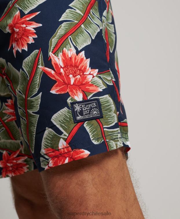 hombres Superdry Armada shorts de baño hawaianos reciclados 2R68Z404