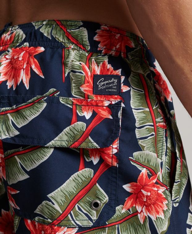 hombres Superdry Armada shorts de baño hawaianos reciclados 2R68Z404