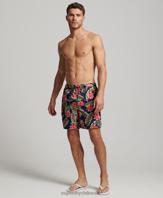 hombres Superdry Armada shorts de baño hawaianos reciclados 2R68Z404