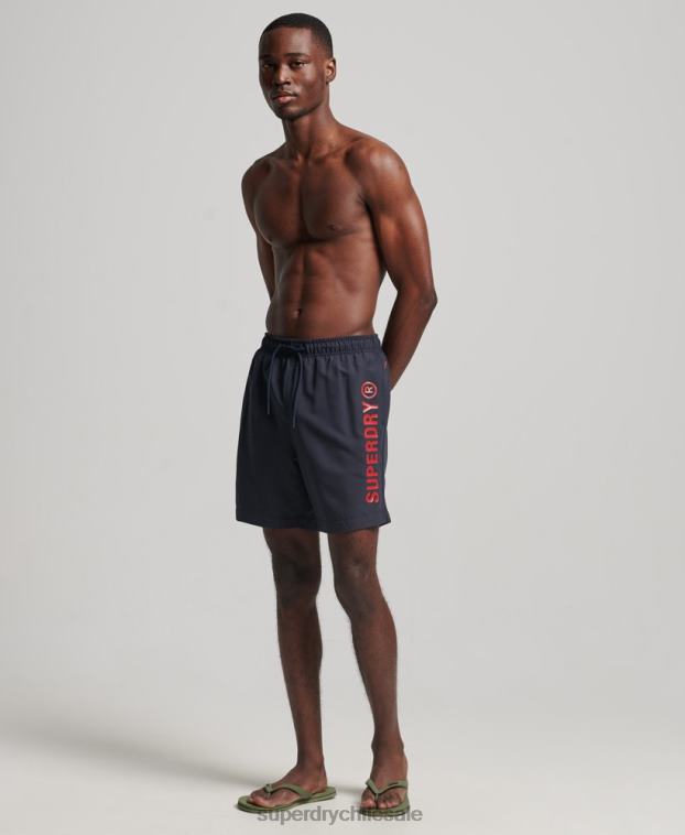 hombres Superdry Armada shorts de baño reciclados core sport de 17 pulgadas 2R68Z392