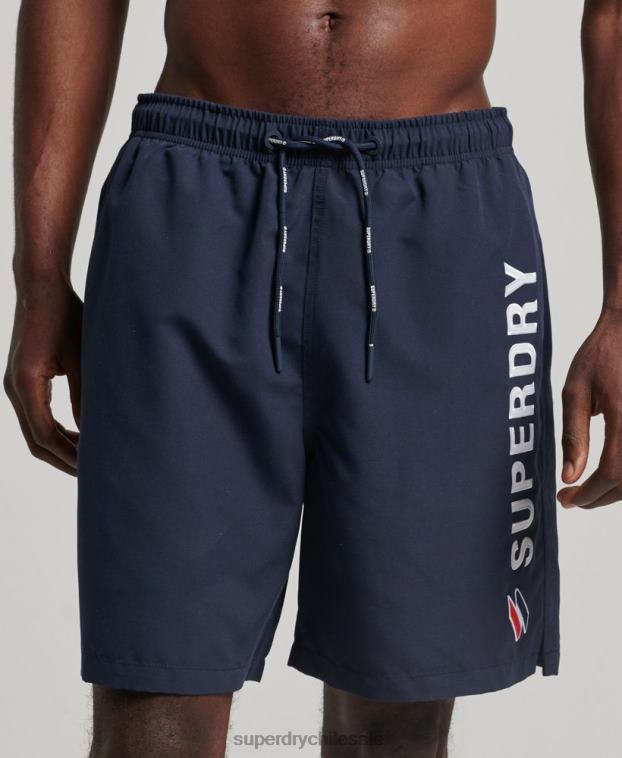 hombres Superdry Armada shorts de baño reciclados de 19 pulgadas con apliques 2R68Z409