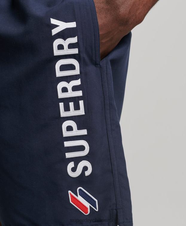 hombres Superdry Armada shorts de baño reciclados de 19 pulgadas con apliques 2R68Z409