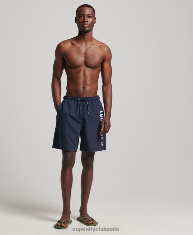 hombres Superdry Armada shorts de baño reciclados de 19 pulgadas con apliques 2R68Z409