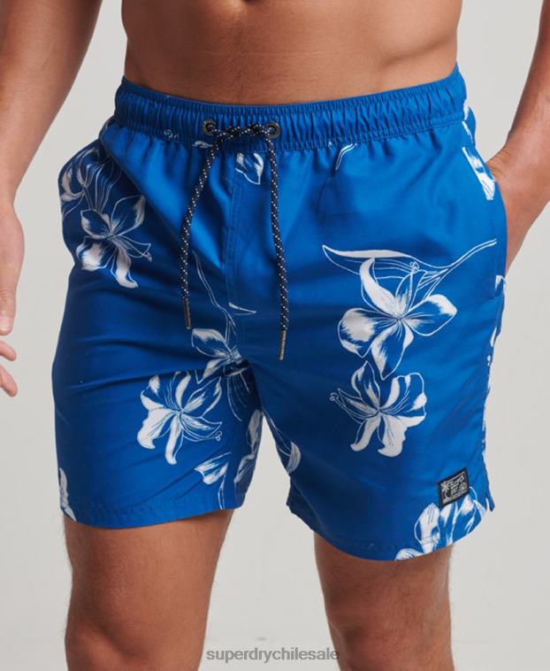 hombres Superdry azul shorts de baño hawaianos reciclados 2R68Z390