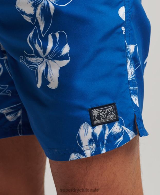 hombres Superdry azul shorts de baño hawaianos reciclados 2R68Z390