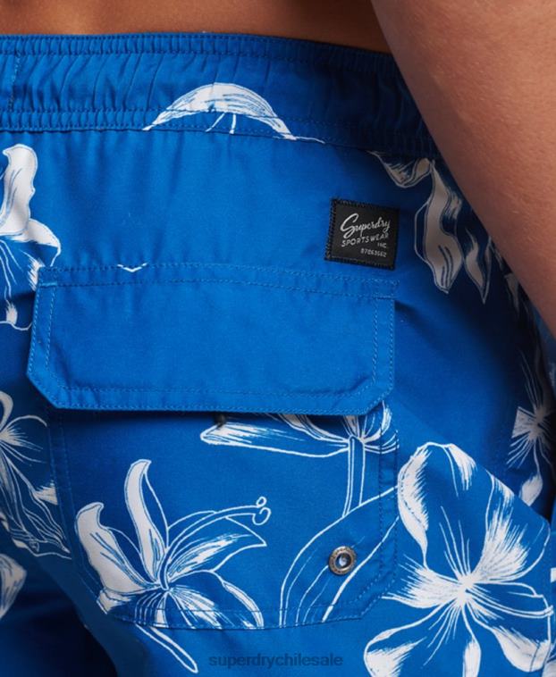 hombres Superdry azul shorts de baño hawaianos reciclados 2R68Z390