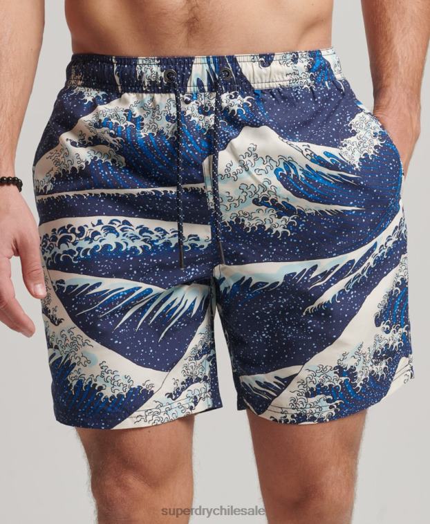 hombres Superdry azul shorts de baño hawaianos reciclados 2R68Z96