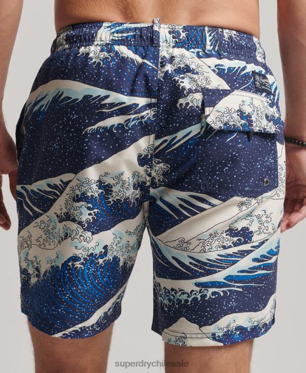 hombres Superdry azul shorts de baño hawaianos reciclados 2R68Z96
