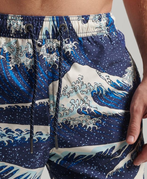 hombres Superdry azul shorts de baño hawaianos reciclados 2R68Z96