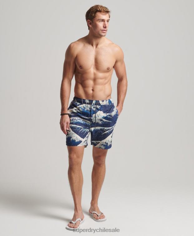 hombres Superdry azul shorts de baño hawaianos reciclados 2R68Z96