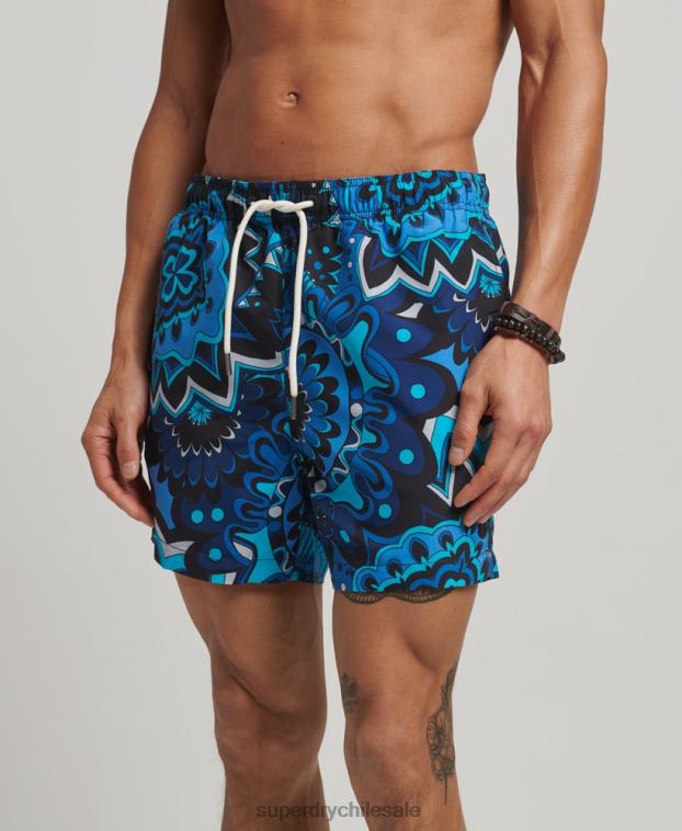 hombres Superdry azul shorts de baño reciclados 2R68Z407