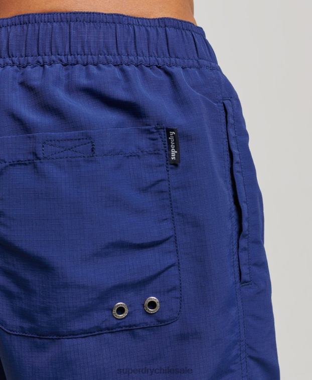 hombres Superdry azul shorts de baño reciclados con ripstop 2R68Z106