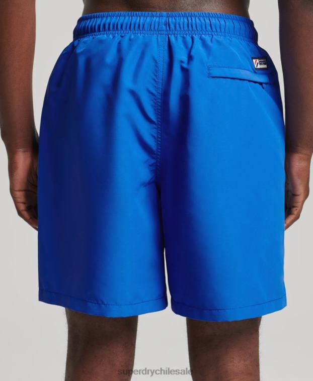 hombres Superdry azul shorts de baño reciclados de 19 pulgadas con apliques 2R68Z433
