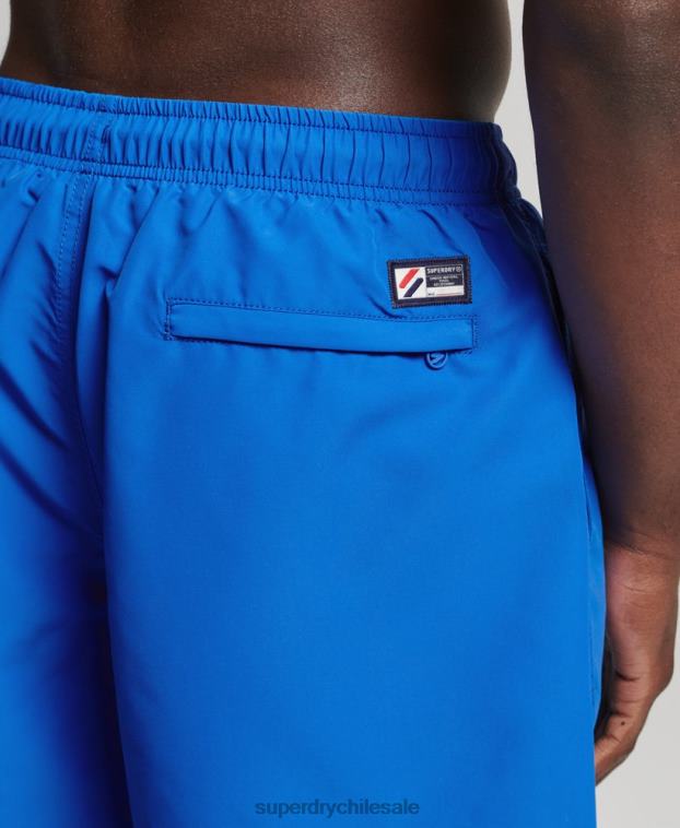 hombres Superdry azul shorts de baño reciclados de 19 pulgadas con apliques 2R68Z433