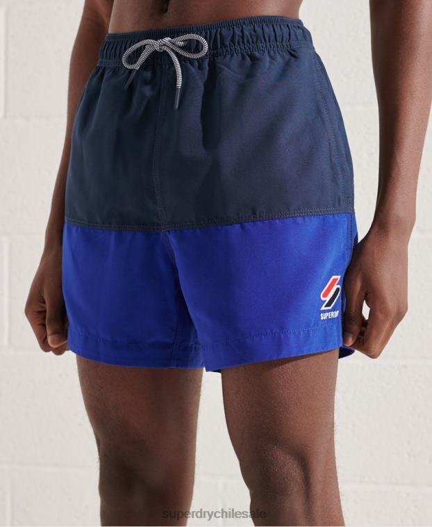 hombres Superdry azul shorts de baño serie tri 2R68Z432