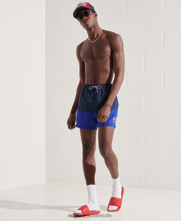 hombres Superdry azul shorts de baño serie tri 2R68Z432