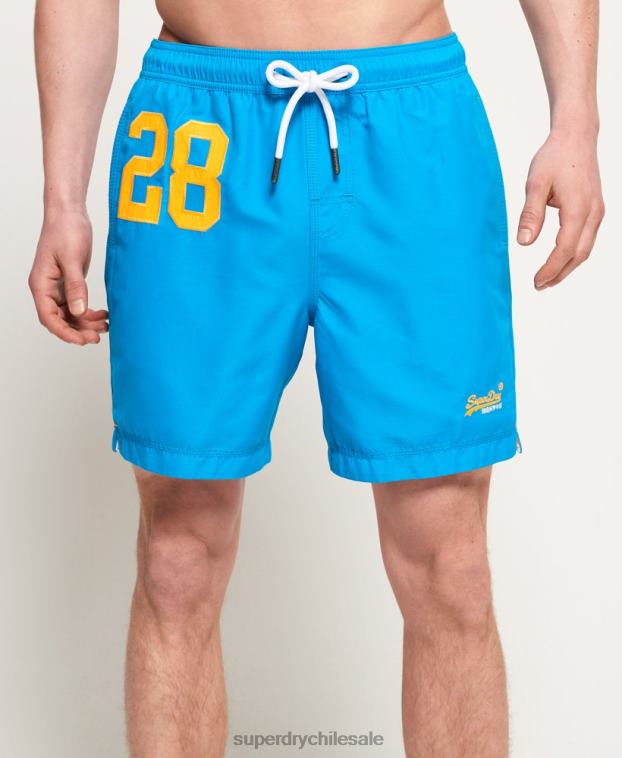 hombres Superdry azul shorts de playa de polo acuático 2R68Z444