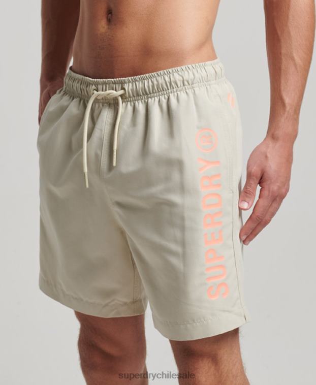 hombres Superdry beige shorts de baño reciclados core sport de 17 pulgadas 2R68Z403