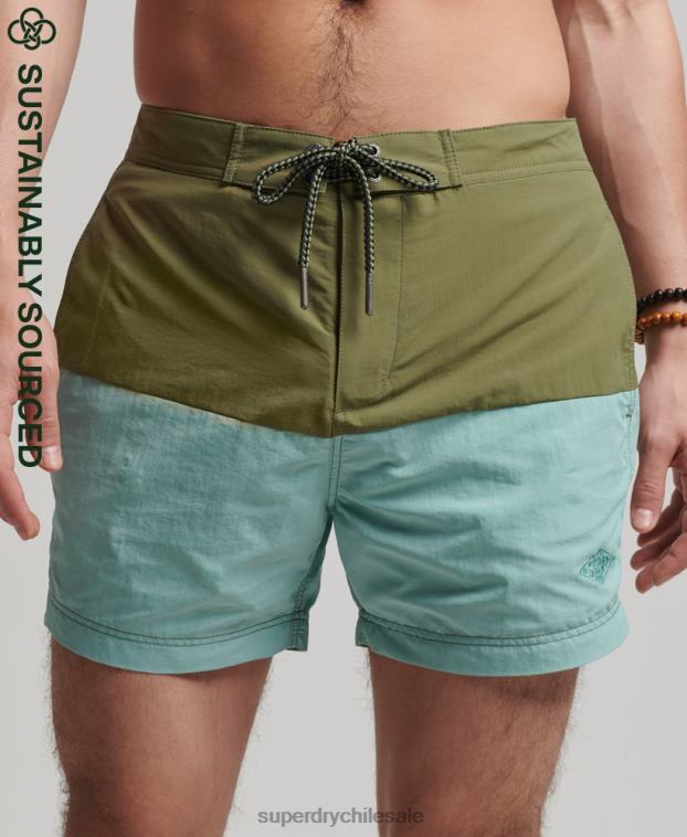 hombres Superdry caqui shorts de playa reciclados vintage 2R68Z418