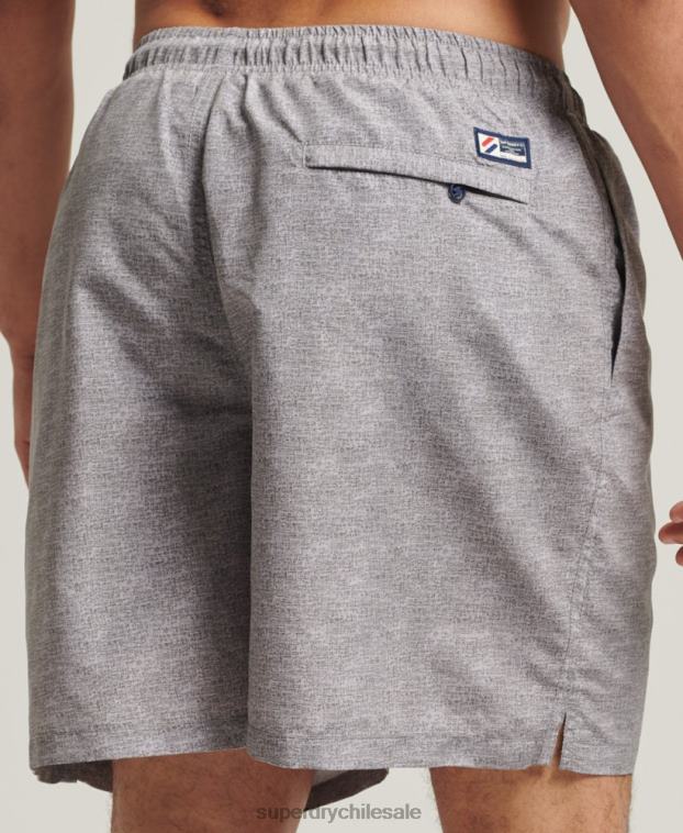 hombres Superdry gris claro shorts de baño reciclados de 19 pulgadas con apliques 2R68Z428