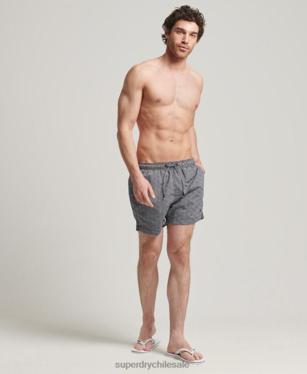 hombres Superdry gris oscuro shorts de baño de estudios 2R68Z431