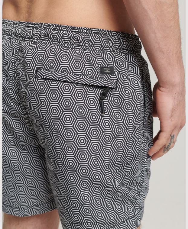 hombres Superdry gris oscuro shorts de baño de estudios 2R68Z431