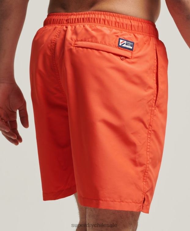 hombres Superdry naranja shorts de baño reciclados de 19 pulgadas con apliques 2R68Z430