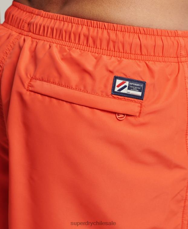 hombres Superdry naranja shorts de baño reciclados de 19 pulgadas con apliques 2R68Z430