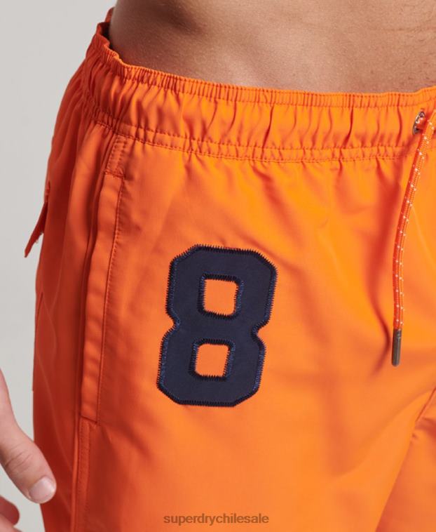 hombres Superdry naranja shorts de playa de polo reciclado 2R68Z391