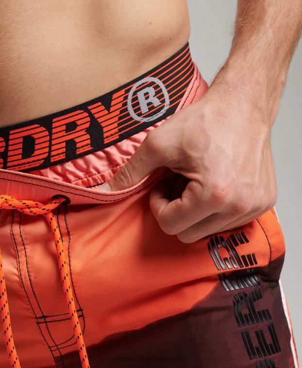 hombres Superdry naranja shorts de playa de volley estatal 2R68Z438
