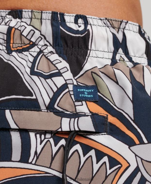 hombres Superdry negro shorts de baño reciclados 2R68Z386