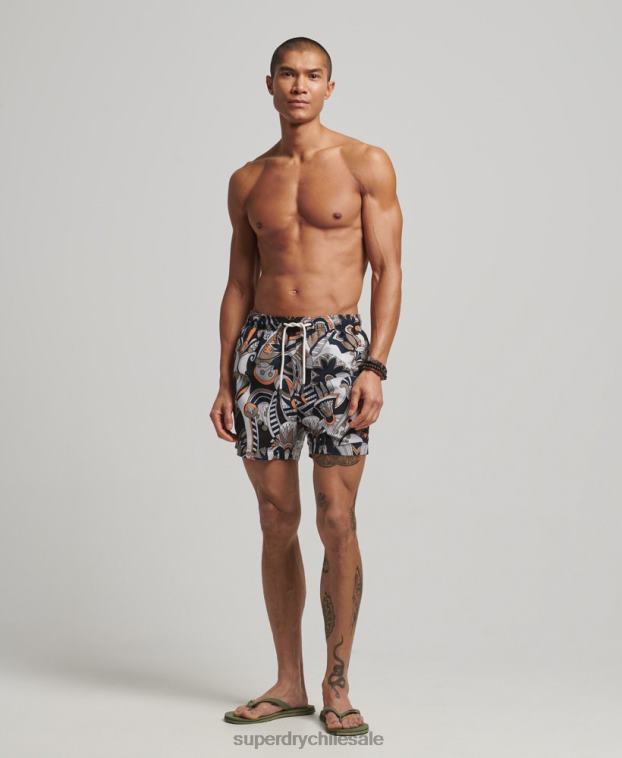 hombres Superdry negro shorts de baño reciclados 2R68Z386