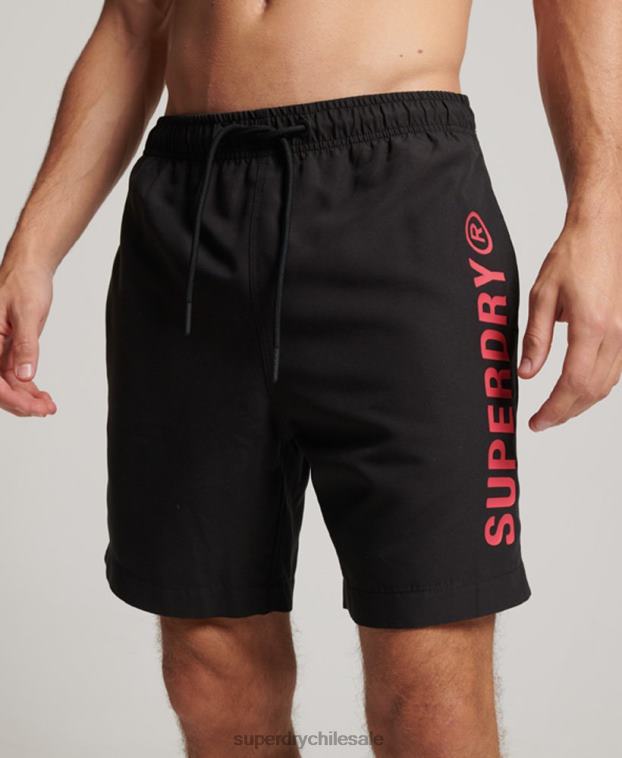hombres Superdry negro shorts de baño reciclados core sport de 17 pulgadas 2R68Z399