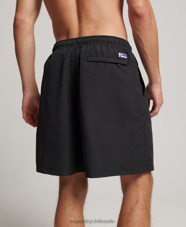 hombres Superdry negro shorts de baño reciclados de 19 pulgadas con apliques 2R68Z406