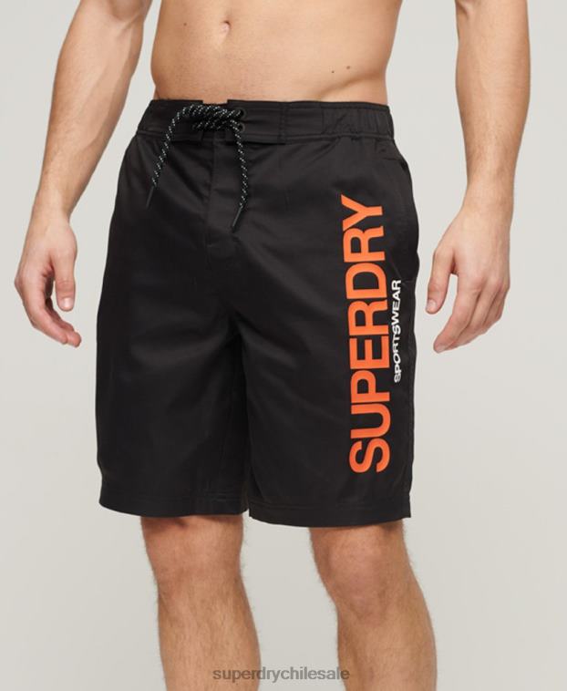 hombres Superdry negro shorts de playa reciclados con ropa deportiva 2R68Z57