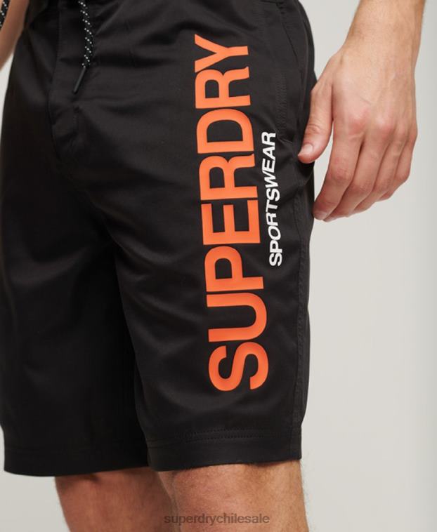 hombres Superdry negro shorts de playa reciclados con ropa deportiva 2R68Z57