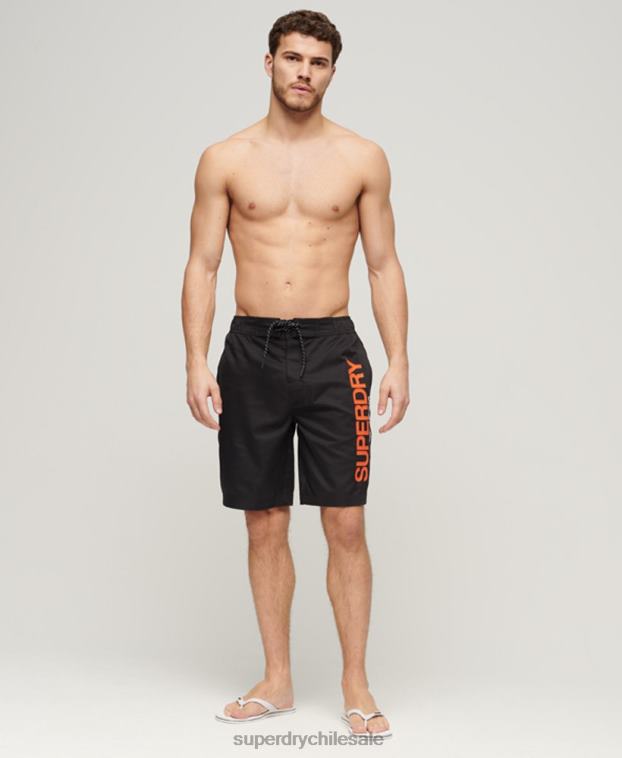 hombres Superdry negro shorts de playa reciclados con ropa deportiva 2R68Z57