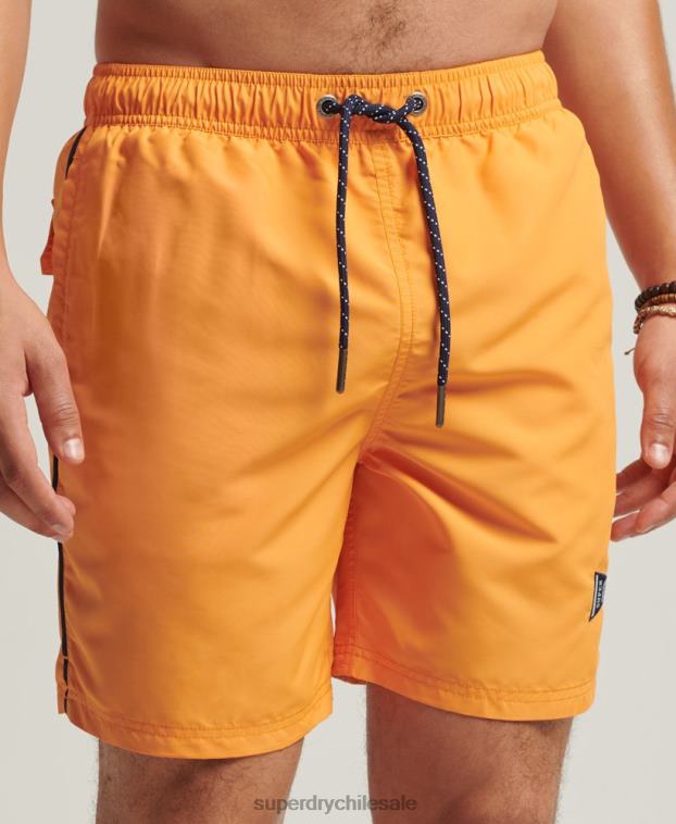 hombres Superdry oro shorts de baño vintage reciclados universitarios 2R68Z427