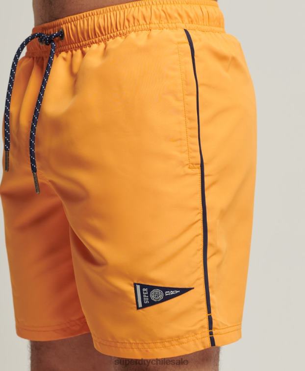 hombres Superdry oro shorts de baño vintage reciclados universitarios 2R68Z427