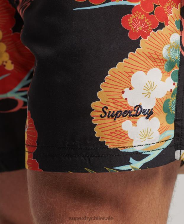 hombres Superdry rojo shorts de baño hawaianos reciclados 2R68Z393
